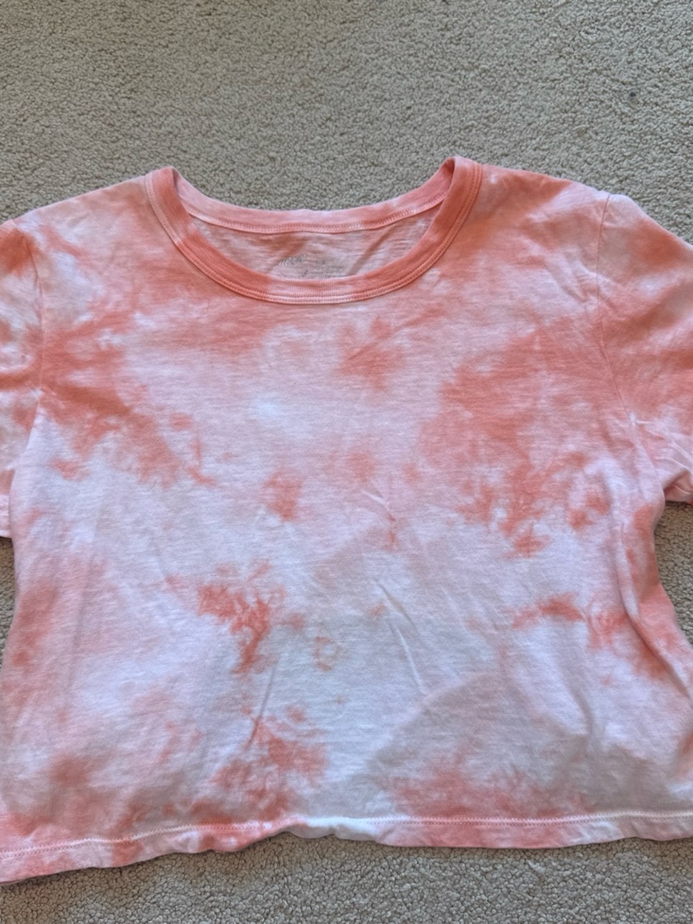 aerie Peach and White Tie-Dye Crop Top